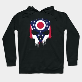 Vintage Grunge Ohio State Flag Skull Hoodie